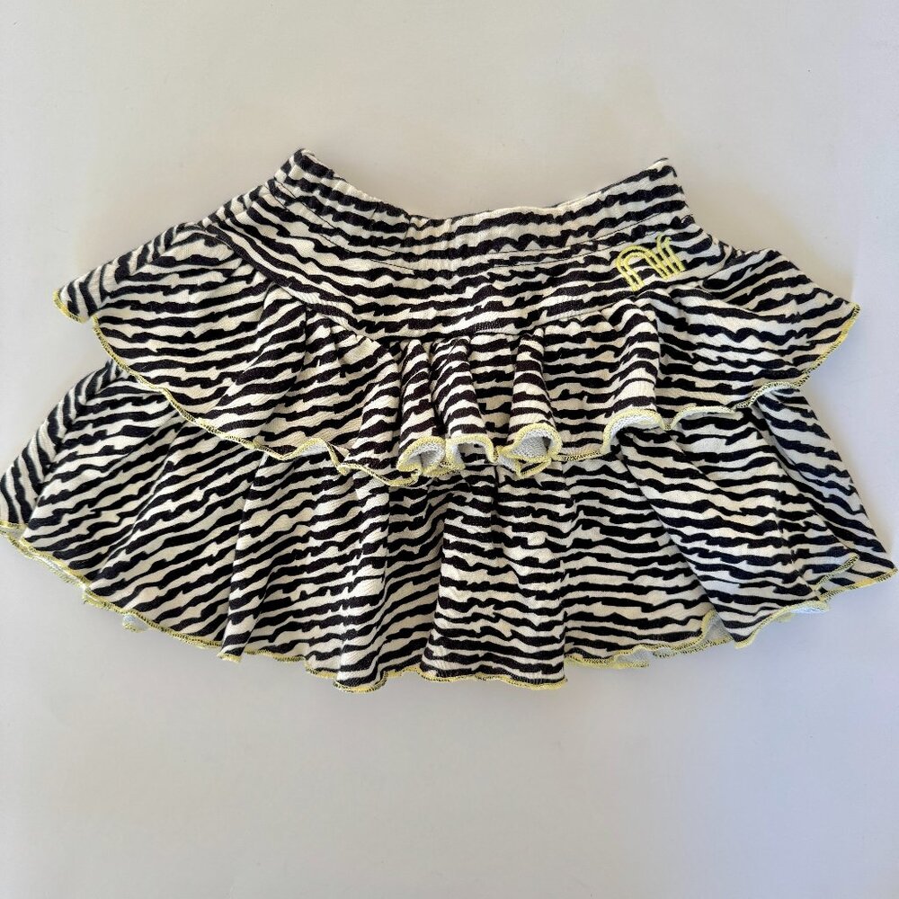 Neon Rebels by Maisonette Ruffle Skirt | Black & Cream Zebra Stripe | 2Y | NWT